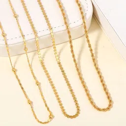 Estele Unisex Set Of 3 Gold-Plated Minimal Link Chains-image-27
