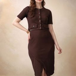 DressBerry Round-Neck Top With Knee-Length Skirt Co-Ords-19