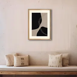 ADMIRE HOME Black & Nude-Coloured Printed Wooden Wall Art-image-35