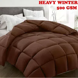 Doristyle Brown Checked Microfiber Heavy Winter 500 GSM Double Bed Comforter-picture-36