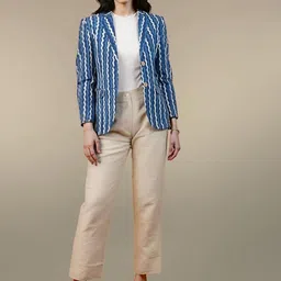 Talethread Printed Cotton Single-Breasted Casual Blazer-picture-49