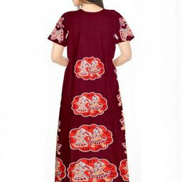 AAKARSHANA CREATION Maroon Pure Cotton Maxi Printed Nightdress-image-91