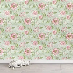 INDIAN ROYALS Green & Pink Floral Design Printed Self-Adhesive & Durable Wall Sticker-image-74