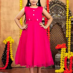 Sangria Girls Fit & Flared Sleeveless Dress-image-58
