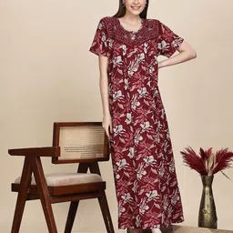 9shines Label Embroidered Maxi Nightdress-image-57