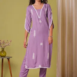 GoSriKi Women Ethnic Motifs Printed Regular Kurta with Trousers-picture-54