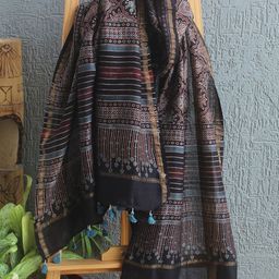 Weaves of Tradition Ethnic Motifs Printed Block Print Dupatta image 4