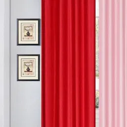 213 cm (7 ft) Polyester Semi Transparent Door Curtain Single Curtain (Solid, Red)-image-10