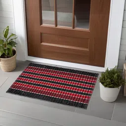 Kuber Industries Pink & Black 2 Pieces Textured Cotton Anti-Slip Doormats-image-100