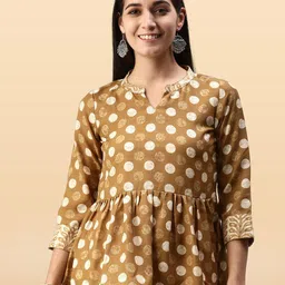 Anouk Rustic Polka Dot Printed Pleated Kurti-11