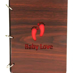 SEHAZ ARTWORKS Brown & Red Baby Love Printed Wooden Scrap Book Photo Album-image-55