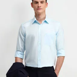 Arrow Men Manhattan Spread Collar Solid Cotton Slim Fit Formal Shirt-picture-4