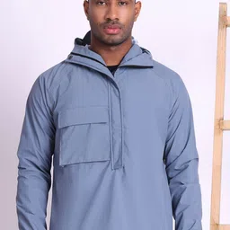 HOUSE OF VEDAS Men Hooded Solid Casual Windcheater And Water Resistant Bomber Jacket-31