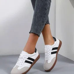 Layasa Women Round Toe Lace-Ups Suede Sneakers-26