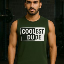 GREATMAN Printed Round Neck Gym Vest GM1110Olive_M-image-45