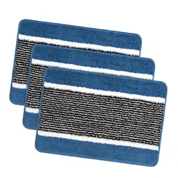Kuber Industries Blue & Black 3 Pieces Striped Anti-Skid Microfiber Doormats-image-24