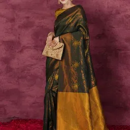 KIMISHA Woven Design Zari Silk Blend Banarasi Saree-image-40