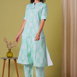 KALINI Women Floral Printed Straight Kurta With Trousers-picture-50