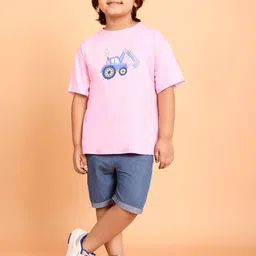 HERE&NOW Boys Printed Round Neck Pure Cotton T-Shirt With Shorts-picture-17