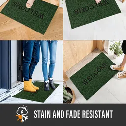 Kuber Industries Green 4 Pieces Textured Grass Doormats image 5