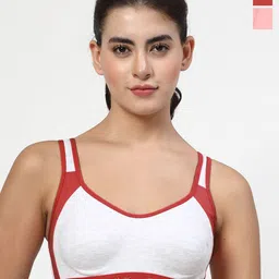 LILY Pack Of 2 Bra Full Coverage Non Padded Seamless Sports Bra-21
