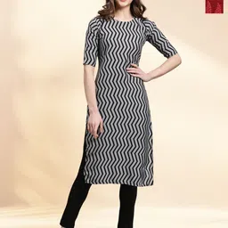 HERE&NOW Selection Of 2 Chevron Printed Round Neck Straight Kurtas-image-96