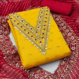 KALINI Embroidered Zari Unstitched Dress Material-image-79
