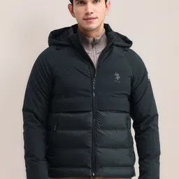 U.S. Polo Assn. Men Solid Hooded Padded Jacket-picture-10