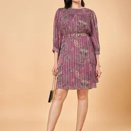 Marigold Lane Women Printed Three-Quarter Sleeves Dress-image-12