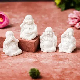 eCraftIndia White 4 Pieces Religious Baby Monk Buddha Figurine Showpieces-23