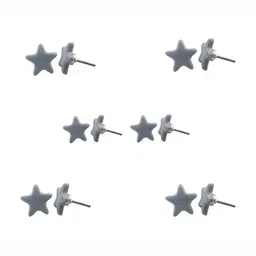Indianshelf 6-Pcs Grey Printed Ceramic Knobs-27