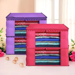 Aura Purple & Pink 4 Pieces Saree Covers Organisers-17