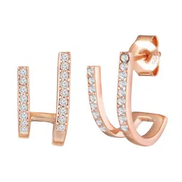 Luxevogue 925 Sterling Silver 18K Rose Gold-Plated CZ Studded Square Shaped Studs image 4