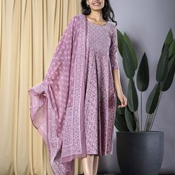 KALINI Ethnic Motifs Print Formal Fit & Flare Midi Dress-image-89