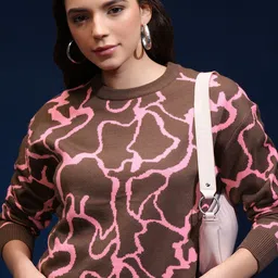 Tokyo Talkies Women Self Design Pullover-image-13
