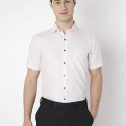 MARK & ALBERT Men India Slim Fit Spread Collar Solid Cotton Formal Shirt-image-57