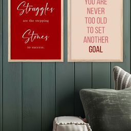 Kotart Brown & Red 2 Pieces Typography Wooden Wall Arts-picture-49