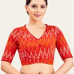 Studio Shringaar Printed Non Padded V Neck Saree Blouse-53