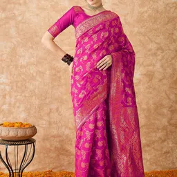 MANVAA Woven Design Zari Silk Blend Banarasi Saree-image-57