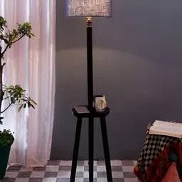 Devansh Brown & Blue Jute Wooden Floor Lamp-image-35