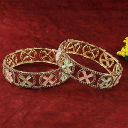 LAVAZZA 2Pc AD & CZ Studded Bangles-44