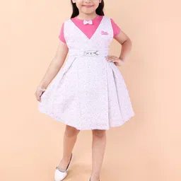 PINK MERMAID Girls Geometric Printed Cotton Fit & Flare Knee Length Dress-image-64