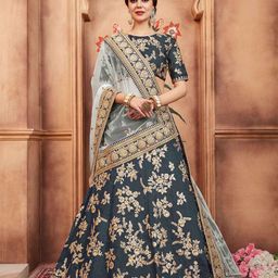 ODETTE Embroidered Semi-Stitched Lehenga & Blouse With Dupatta-image-53