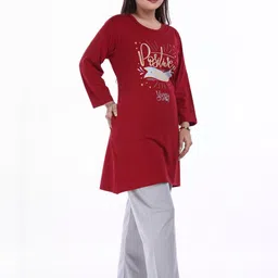 E-MAX Women Maroon Cotton Blend Night suits-picture-6