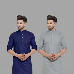VS MALL Men Grey Kurtas-picture-13