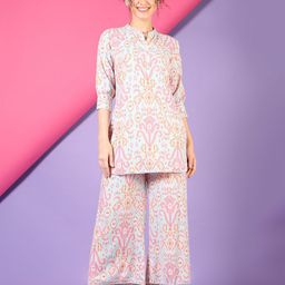 V-Mart Ethnic Motifs Printed Mandarin Collar Tunic With Palazzos-4
