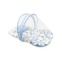 Nuluv Infants Blue & White Printed CottonMosquito Net Baby Bed With Pillow-52