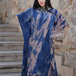 CORSICA Women Tie and Dye Dyed Crepe Kaftan Midi Dress-image-68