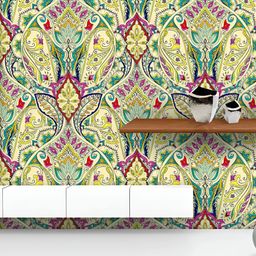 ArtzFolio Yellow & Pink Floral Printed UV Resistant Wallpaper-image-18