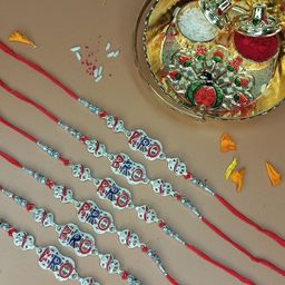 Anouk Set Of 6 Stones Studded & Beaded Rakhi Kumkum Greeting Card-29